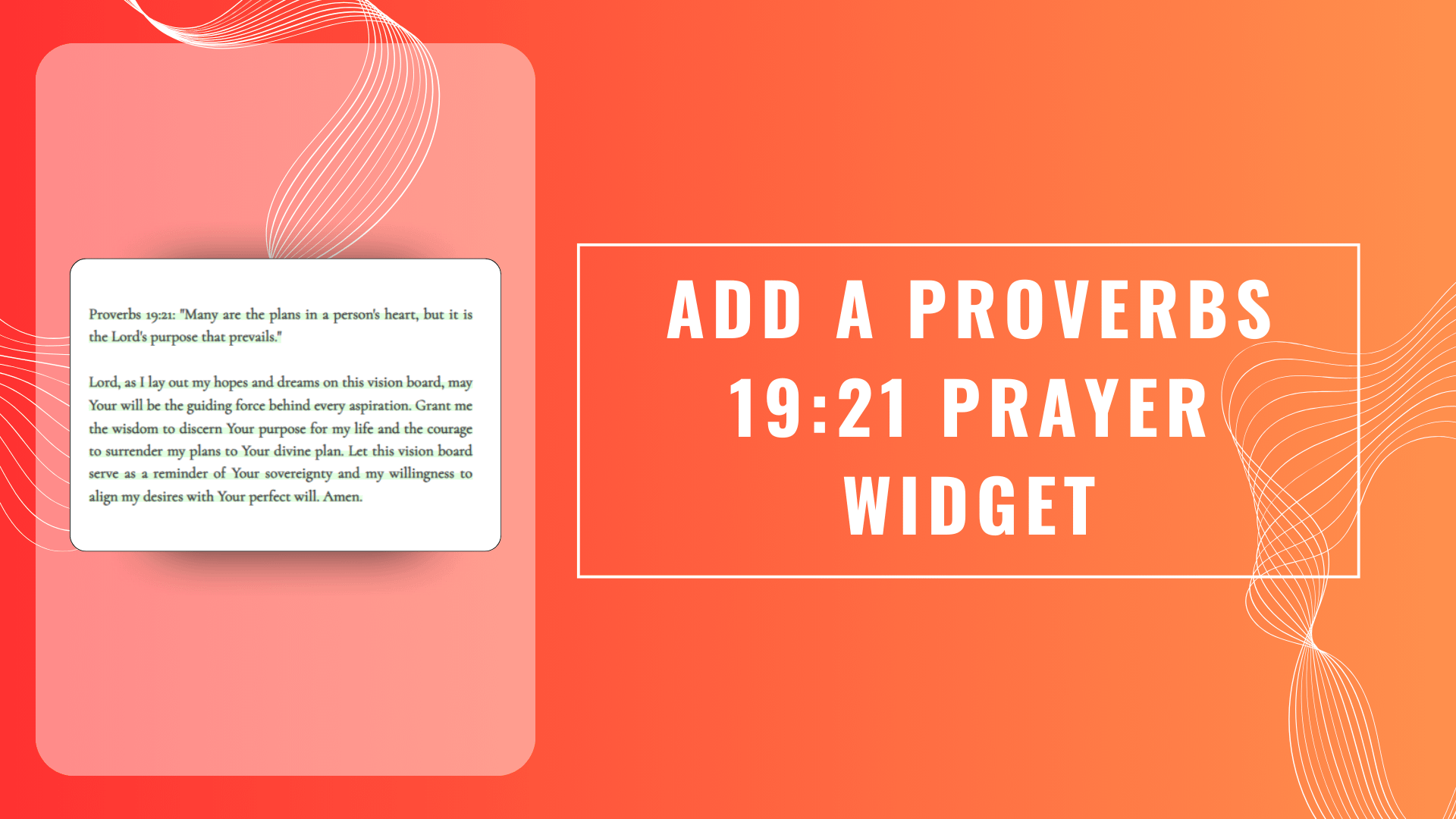 Add a Proverbs 19:21 Prayer Widget