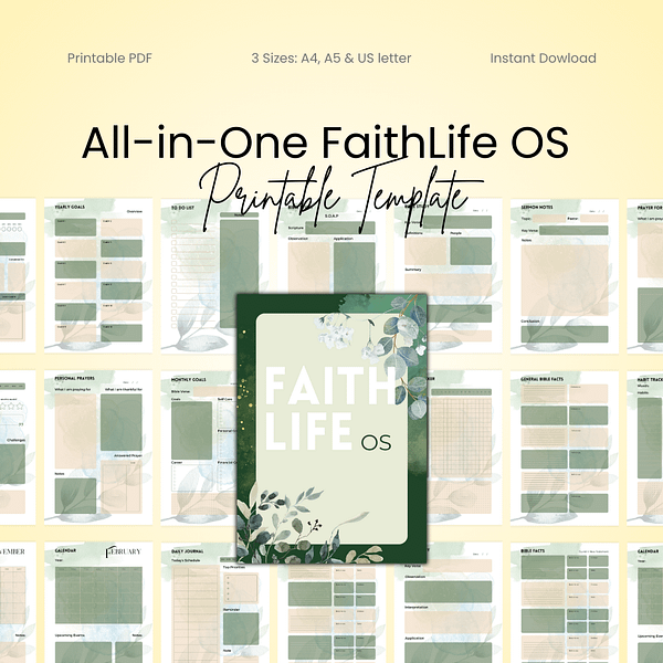 All-in-One FaithLife OS Printable Template - Nature's Grace